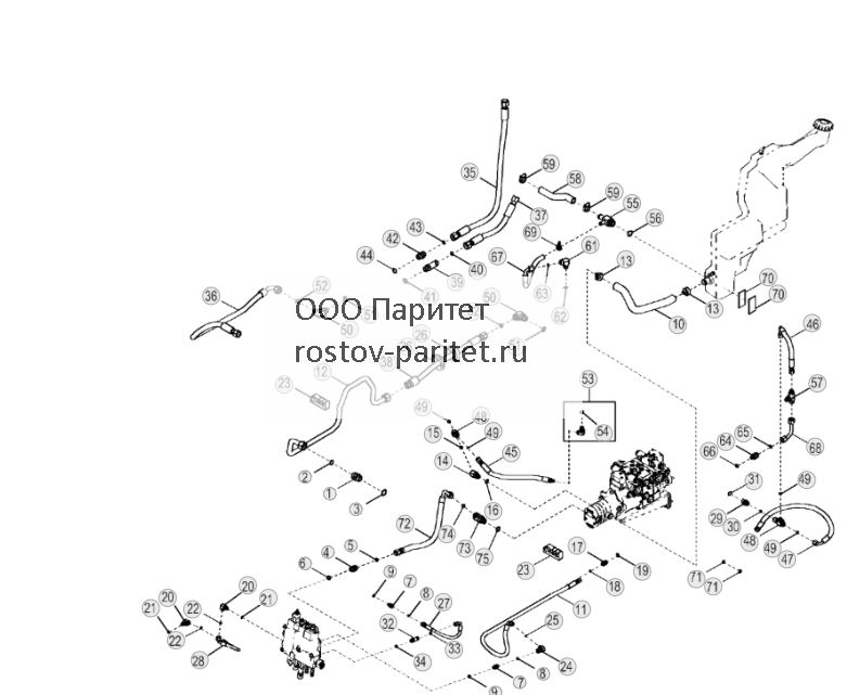 Трубопроводы главной гидросистемы (ЭГ управление, с байпасной линией) (1-скоростное) - ST1599 187.jpg